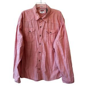 Wrangler Pearl Snap Shirt Flex Comfort Long Sleeve Orange 2XL Western Rodeo